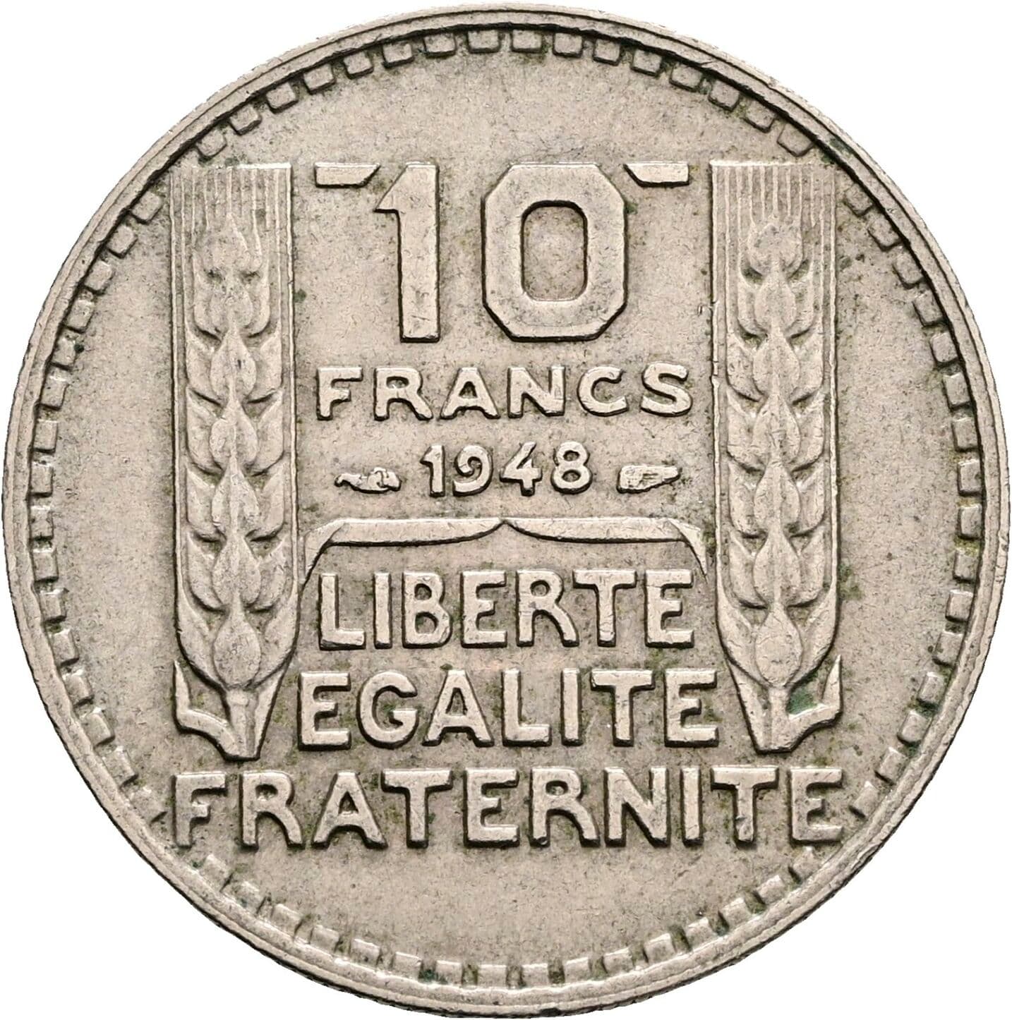 10 Francs 1948 – Rückseite