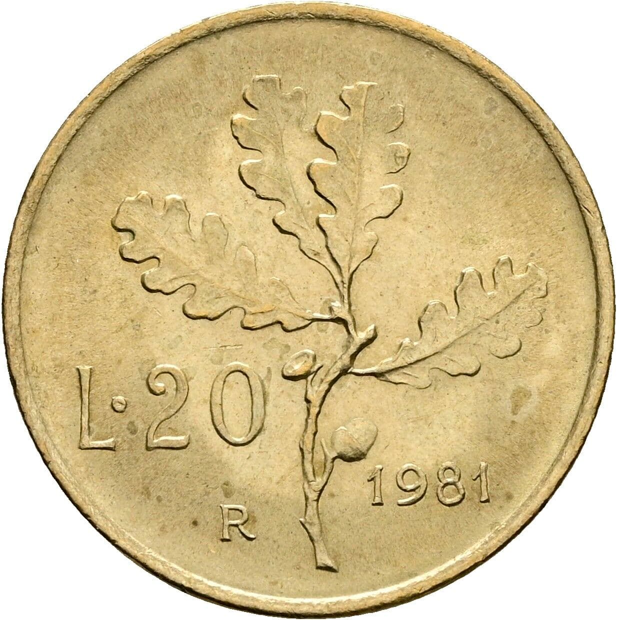 20 Lire 1981 – Rückseite