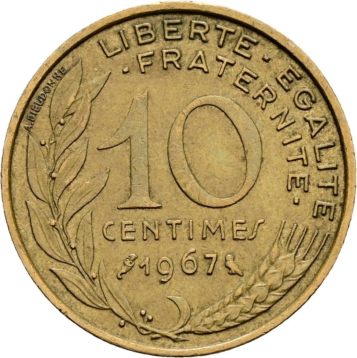 10 Centimes 1967 – Vorderseite