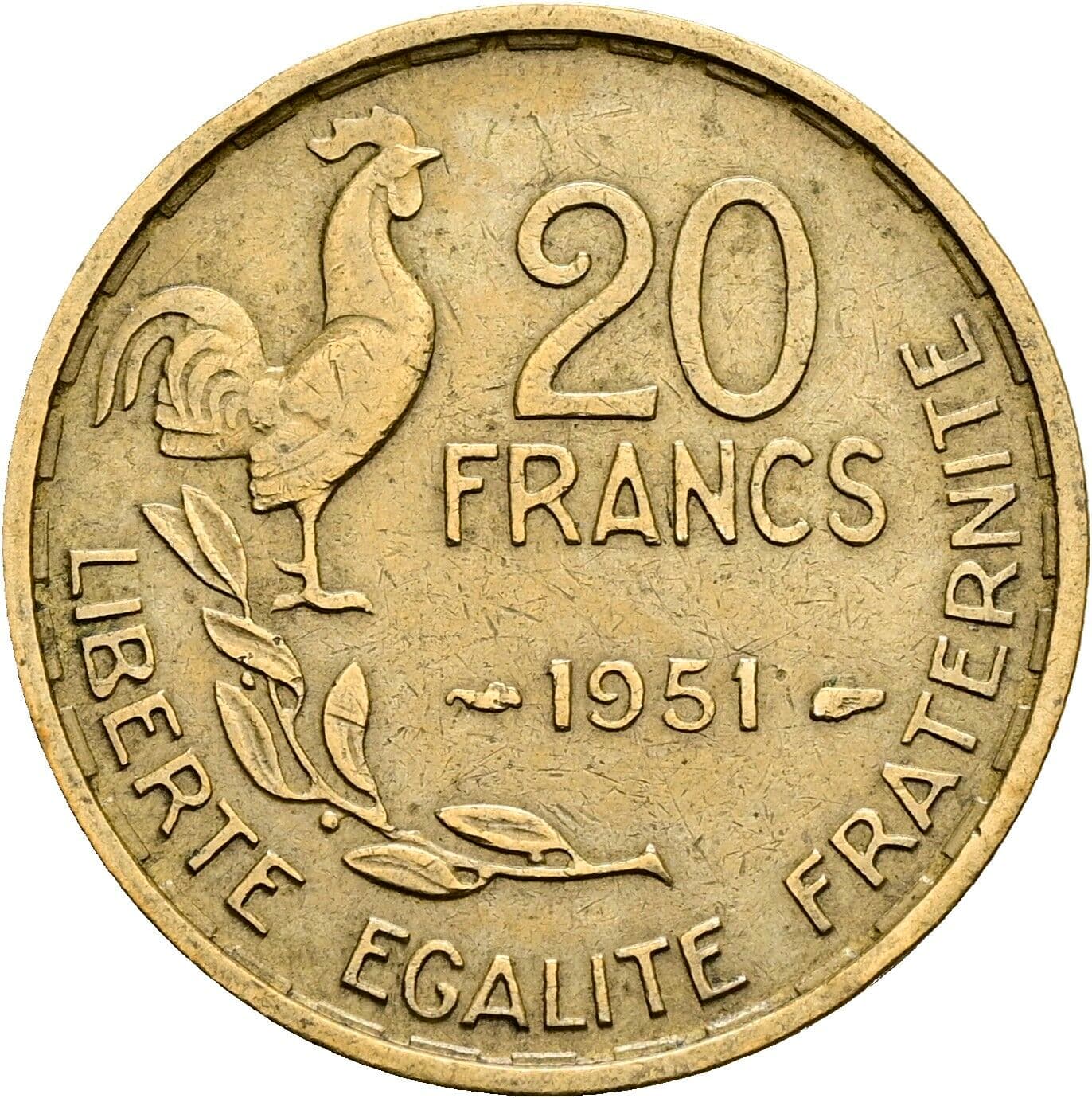 20 Francs 1951 – Vorderseite