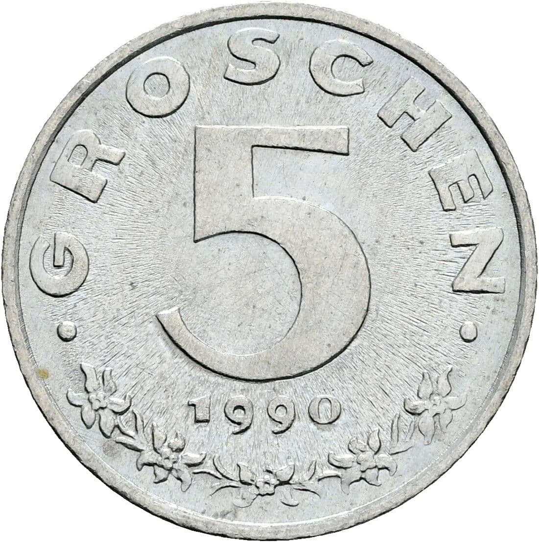5 Groschen 1990 – Vorderseite