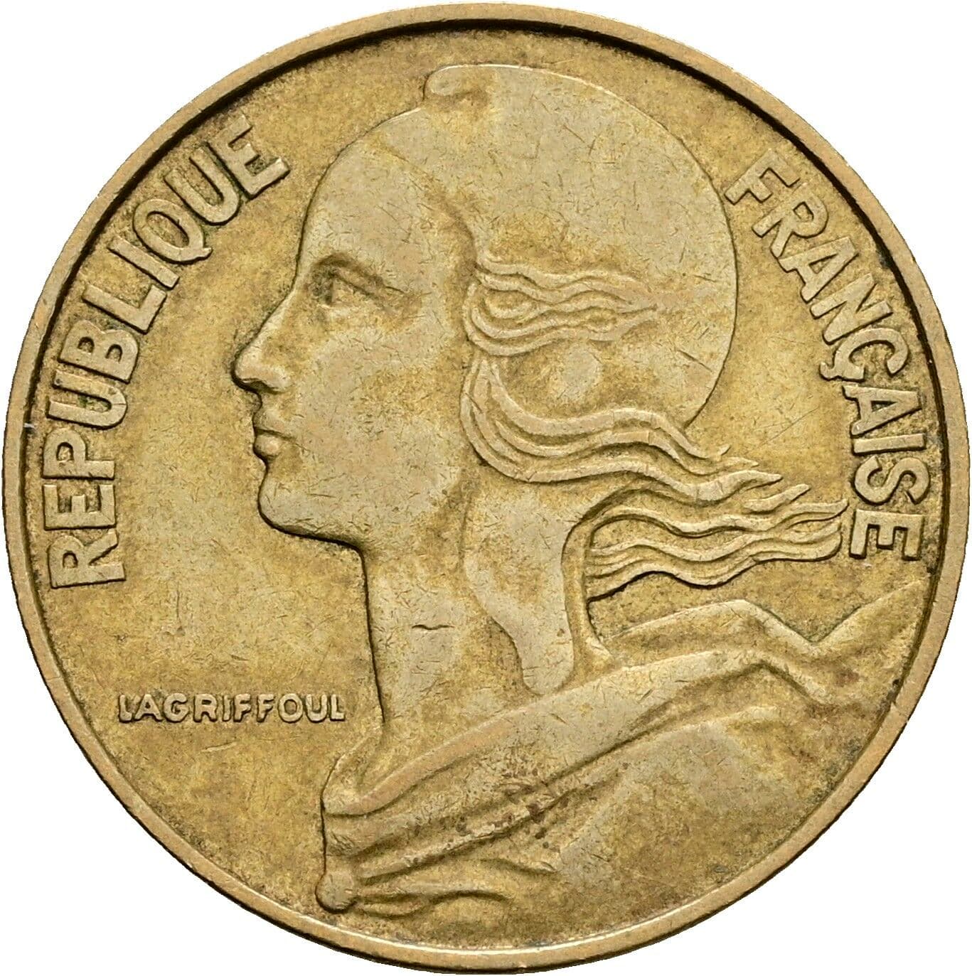 20 Centimes 1963 – Rückseite