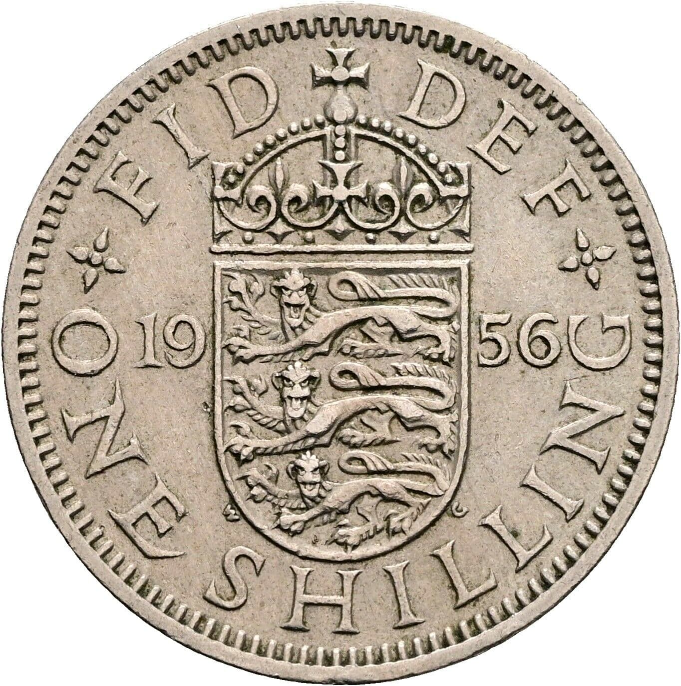 1 Shilling Elisabeth II. 1952-2022 1956 – Rückseite