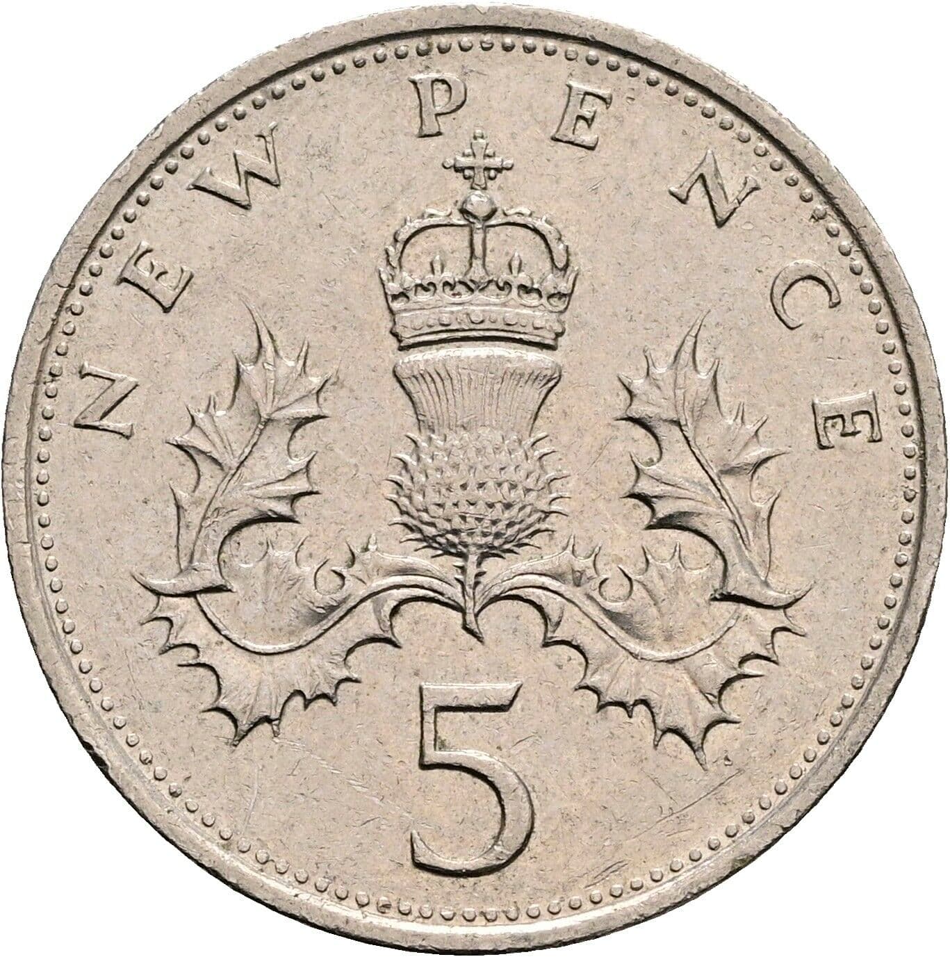 5 New Pence Elisabeth II. 1952-2022 1980 – Rückseite