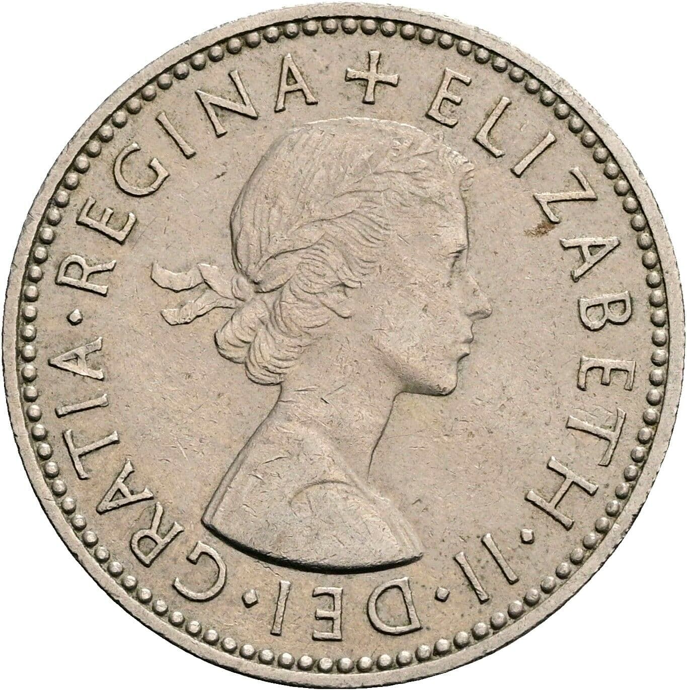 1 Shilling Elisabeth II. 1952-2022 1958 – Vorderseite