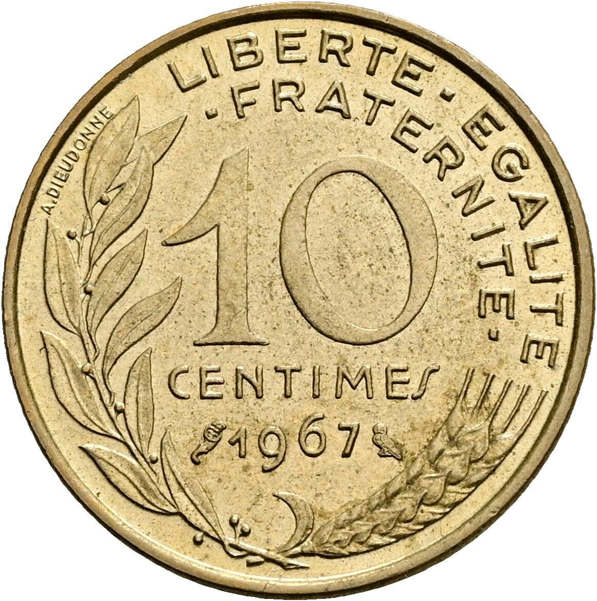 10 Centimes 1967 – Vorderseite
