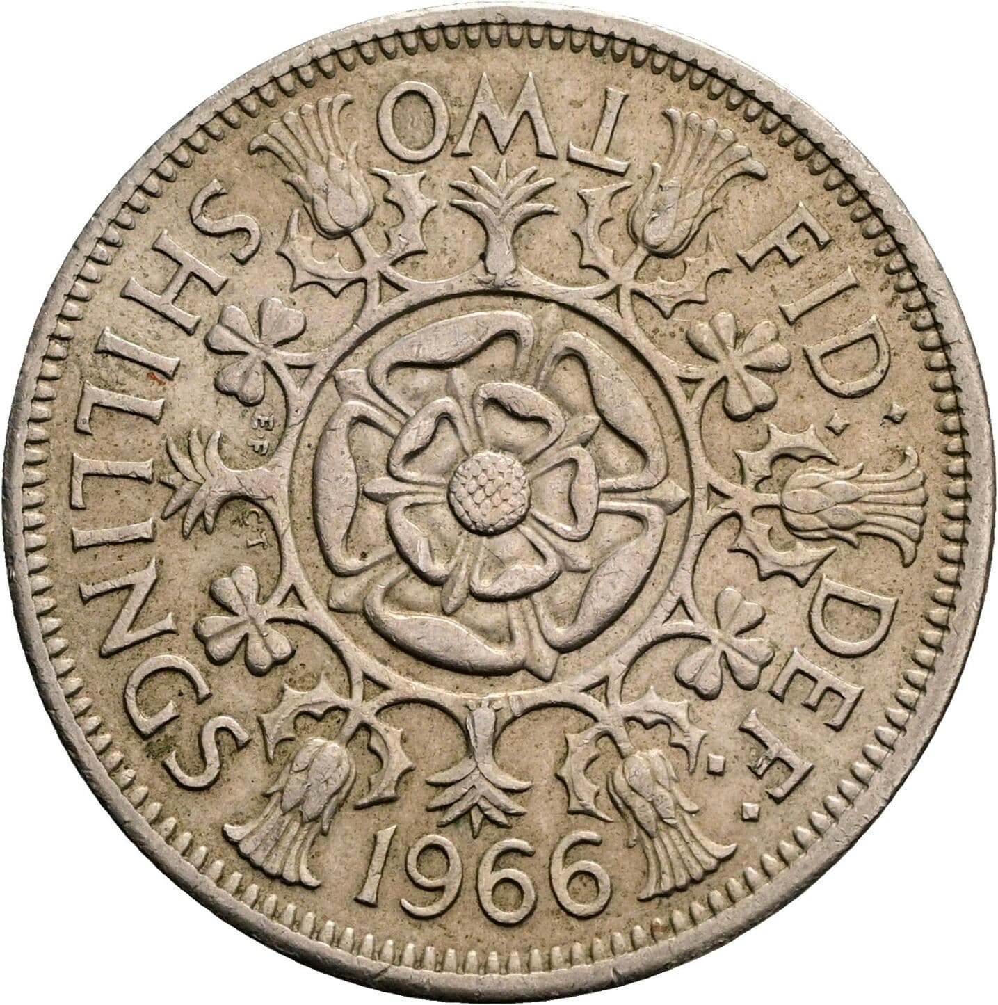 2 Shillings Elisabeth II. 1952-2022 1966 – Rückseite
