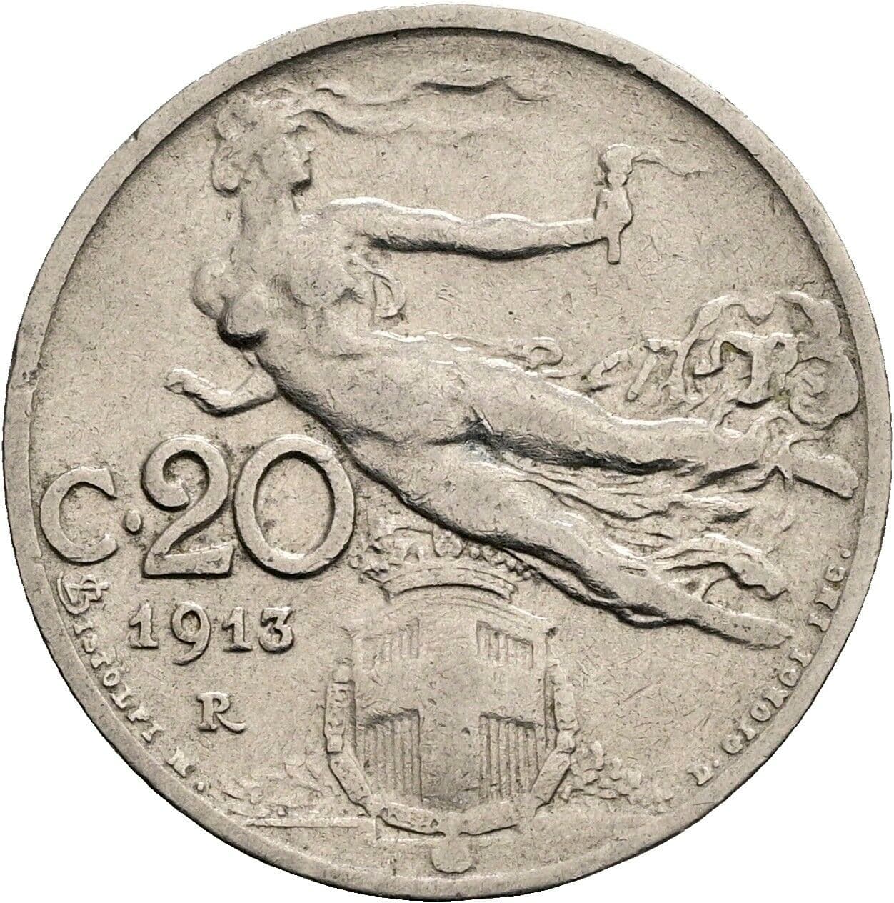 20 Centesimi Victor Emmanuel III. (1900-1946) 1913 – Rückseite
