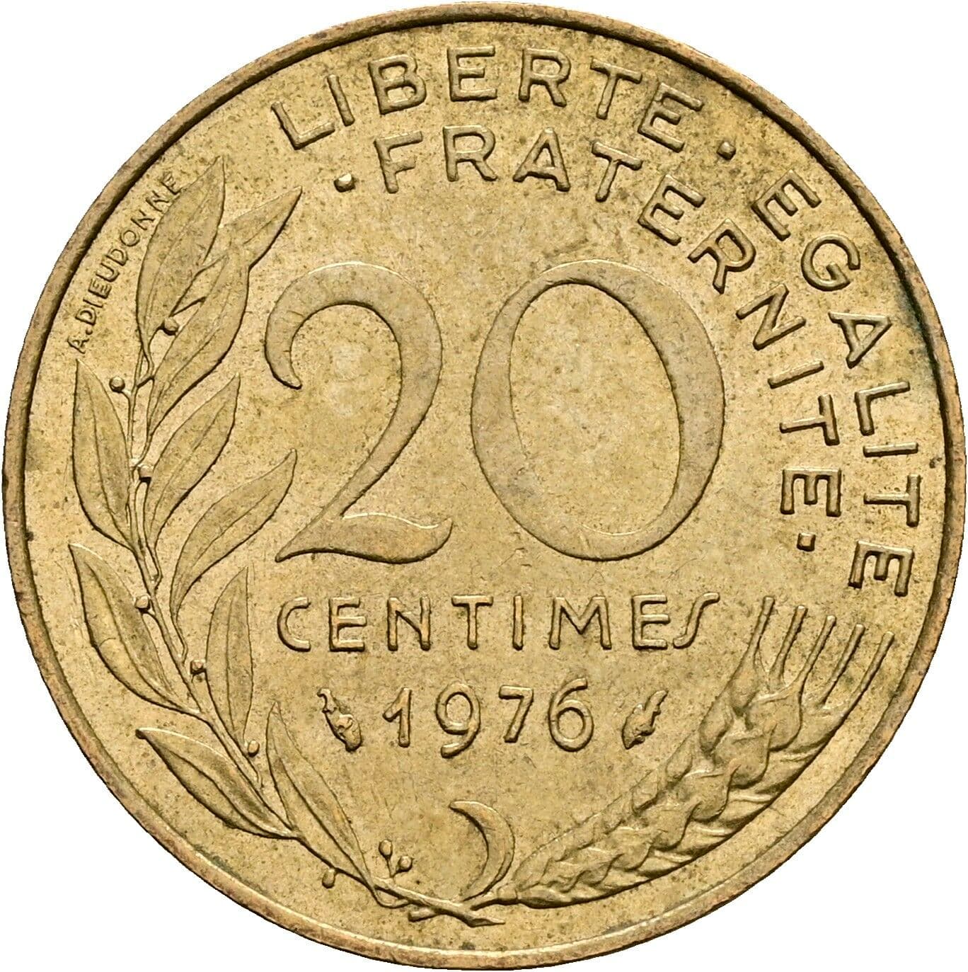 20 Centimes 1976 – Vorderseite