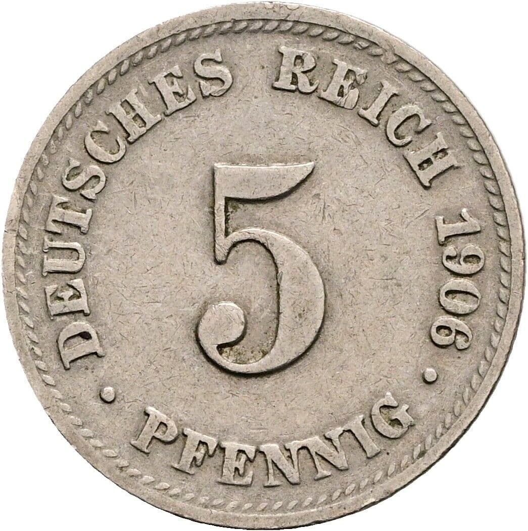 5 Pfennig 1906 D – Vorderseite