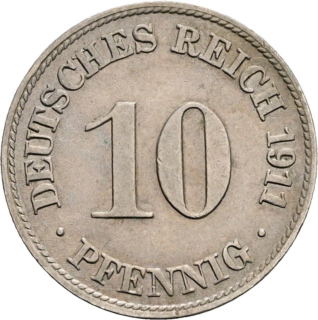 10 Pfennig 1911 D – Vorderseite