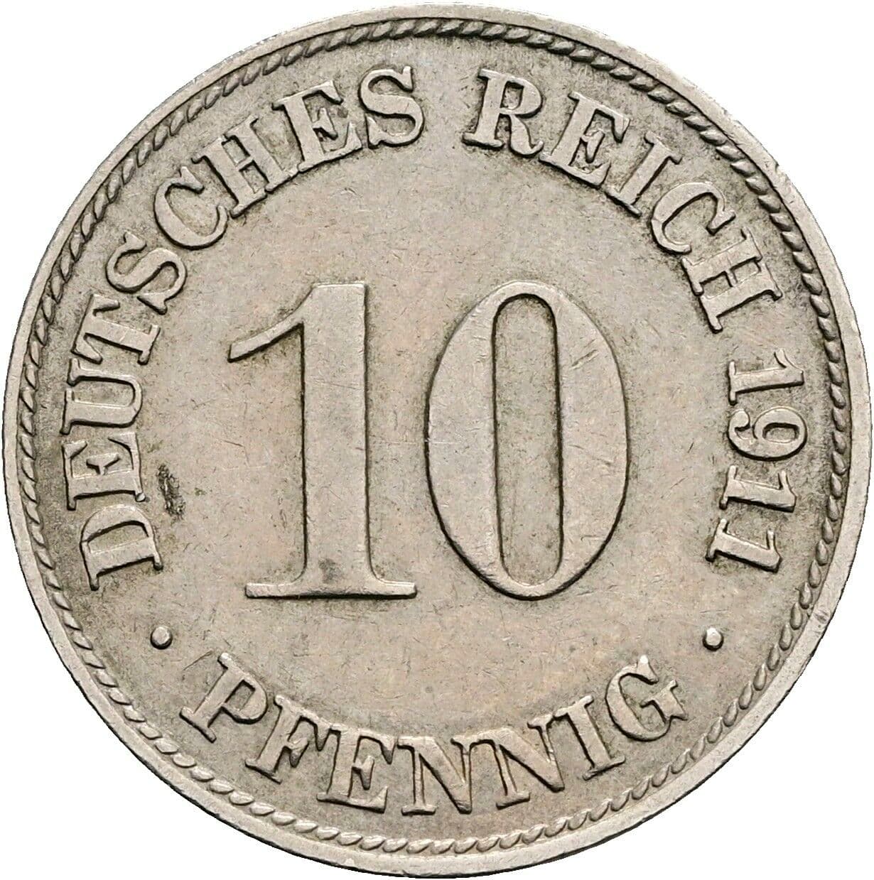 10 Pfennig 1911 D – Vorderseite