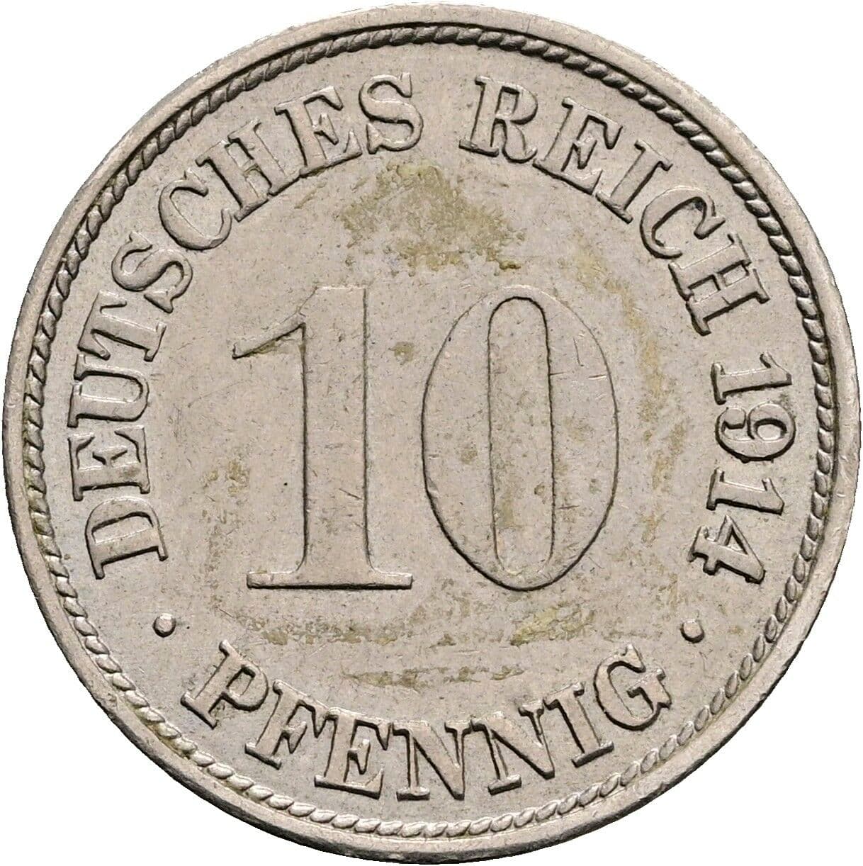 10 Pfennig 1914 F – Vorderseite