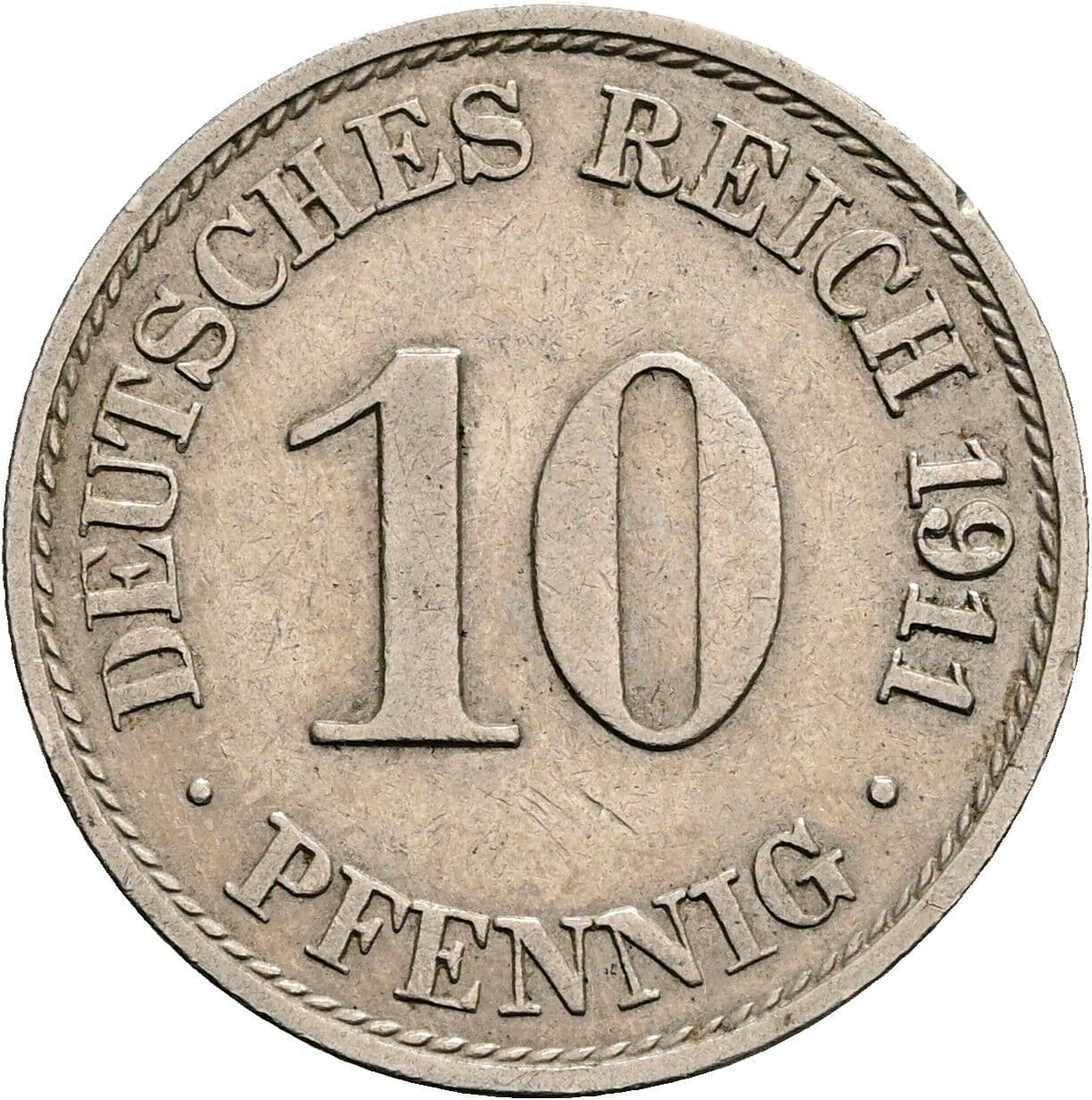 10 Pfennig 1911 A – Vorderseite