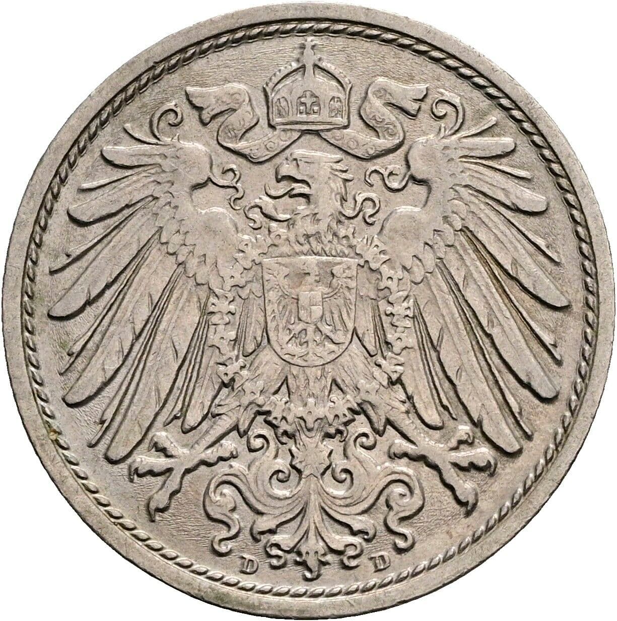 10 Pfennig 1911 D – Rückseite