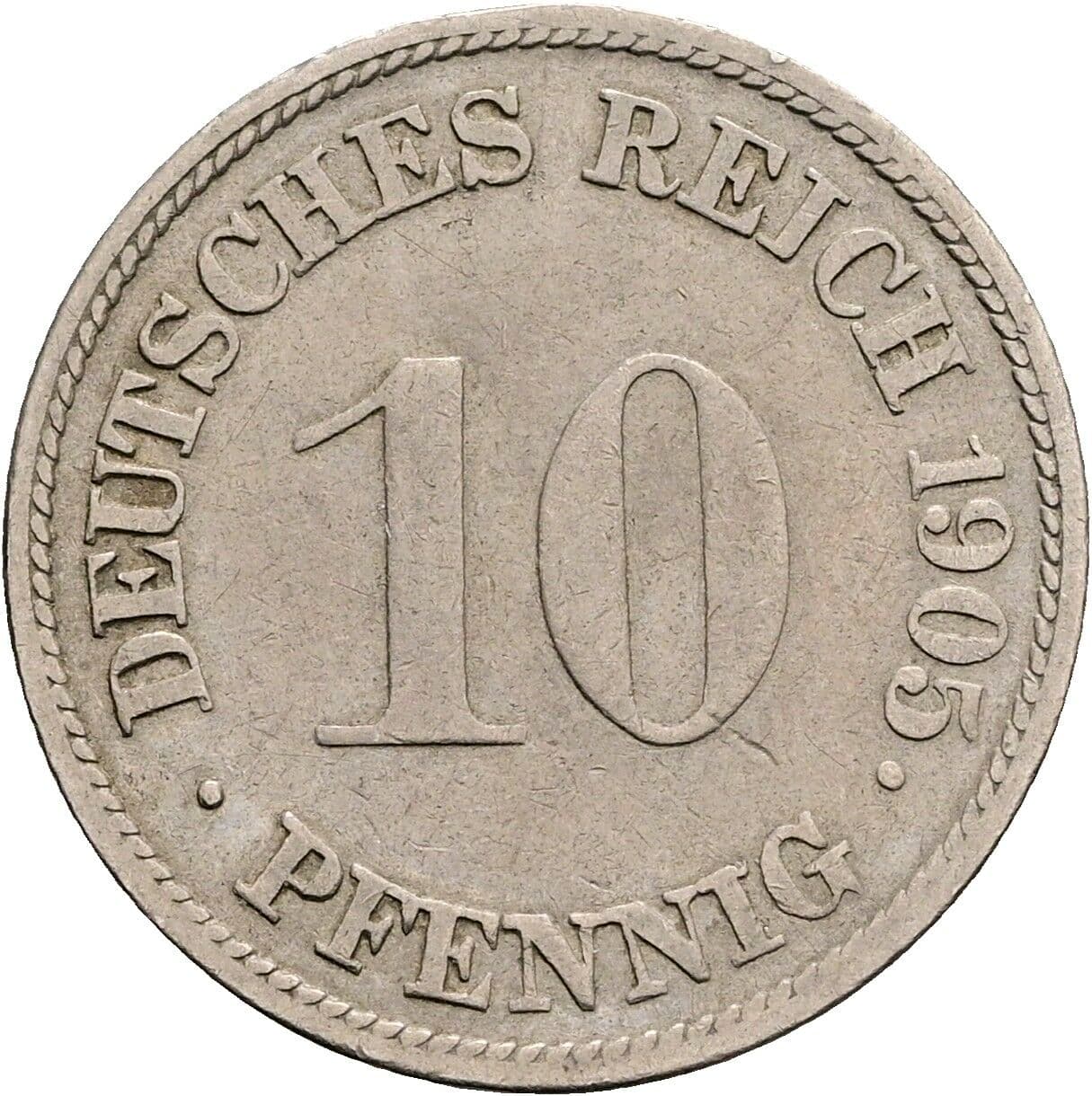 10 Pfennig 1905 G – Vorderseite