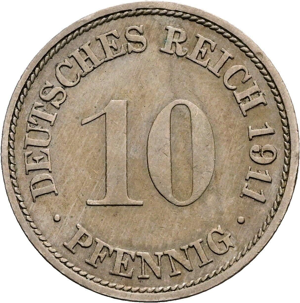 10 Pfennig 1911 F – Vorderseite