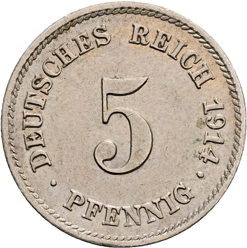 5 Pfennig 1914 E – Vorderseite
