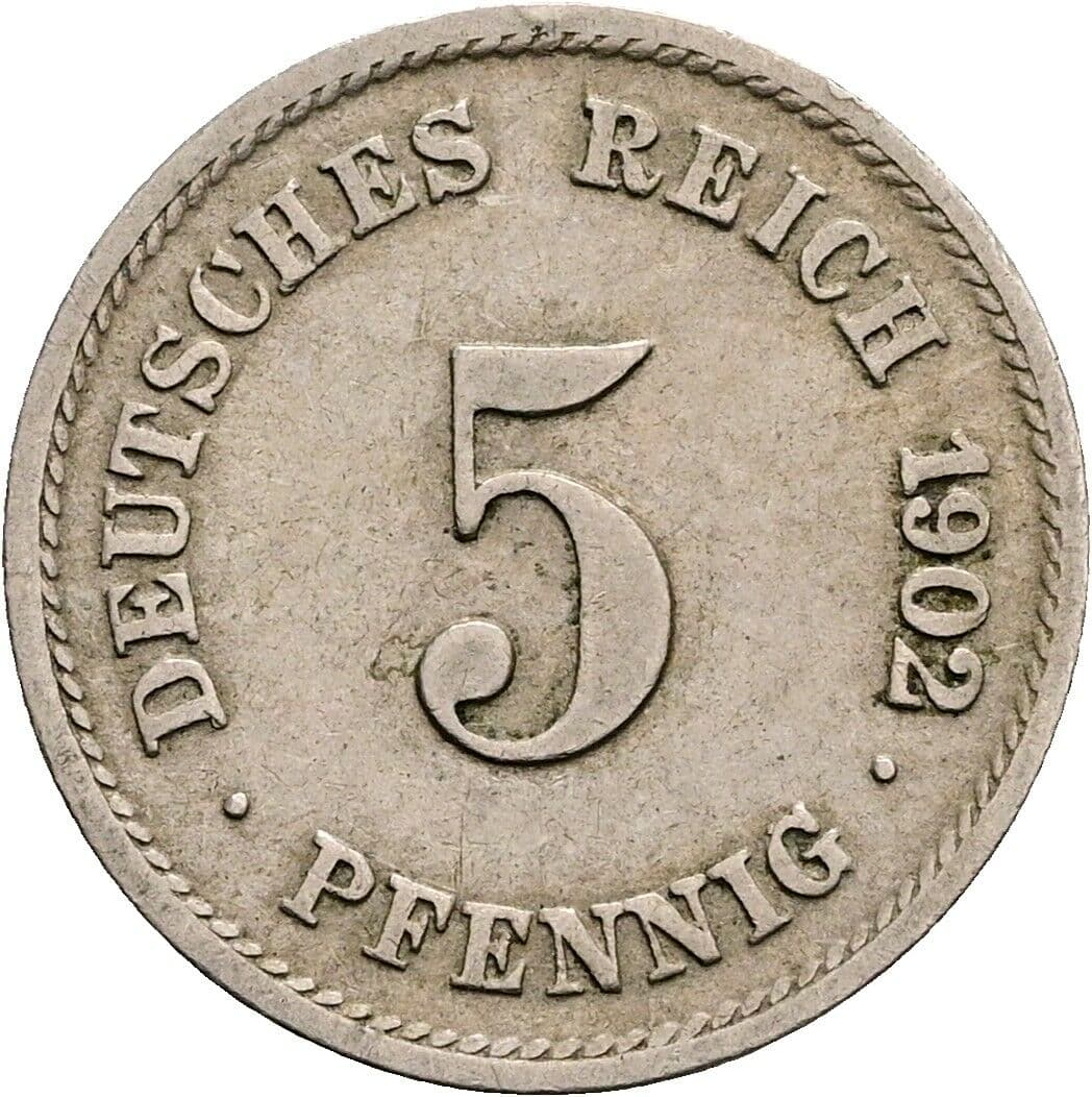 5 Pfennig 1902 G – Vorderseite