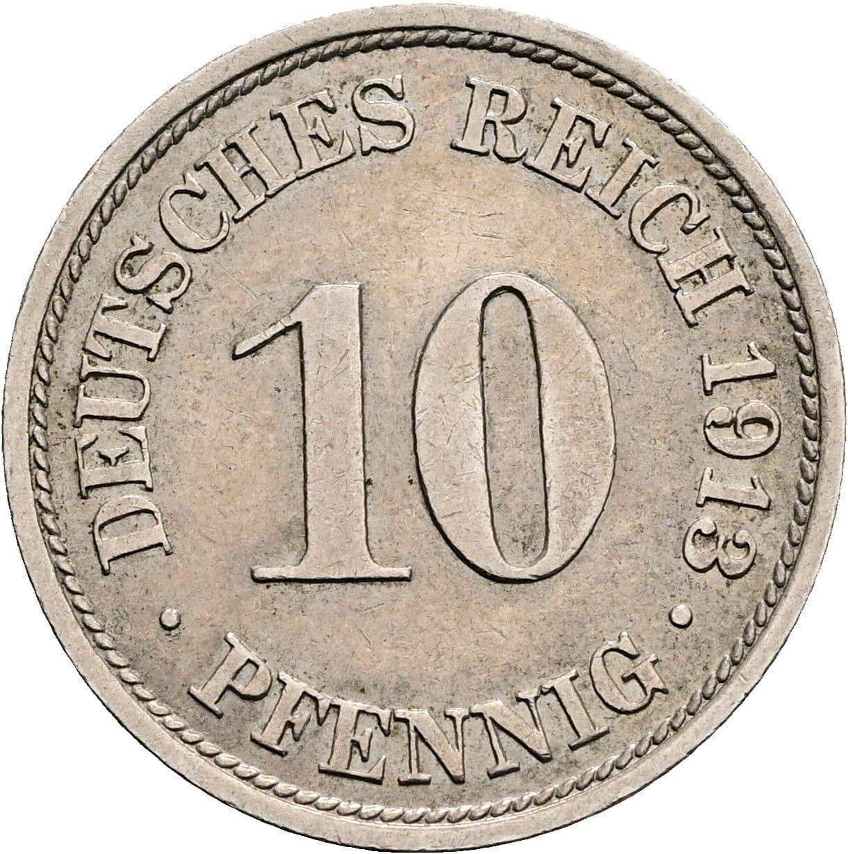 10 Pfennig 1913 F – Vorderseite