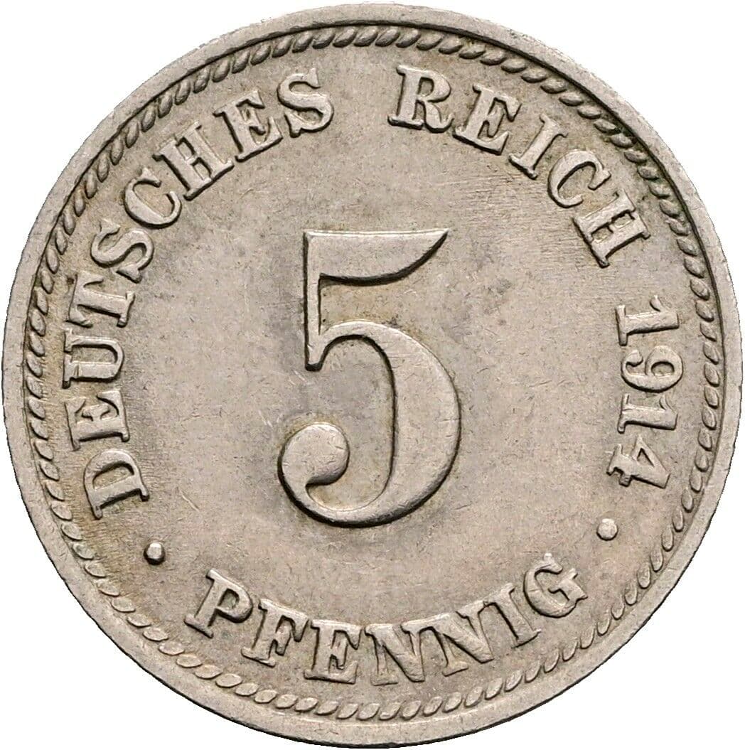 5 Pfennig 1914 D – Vorderseite