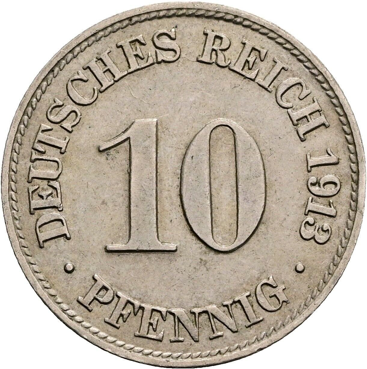 10 Pfennig 1913 D – Vorderseite