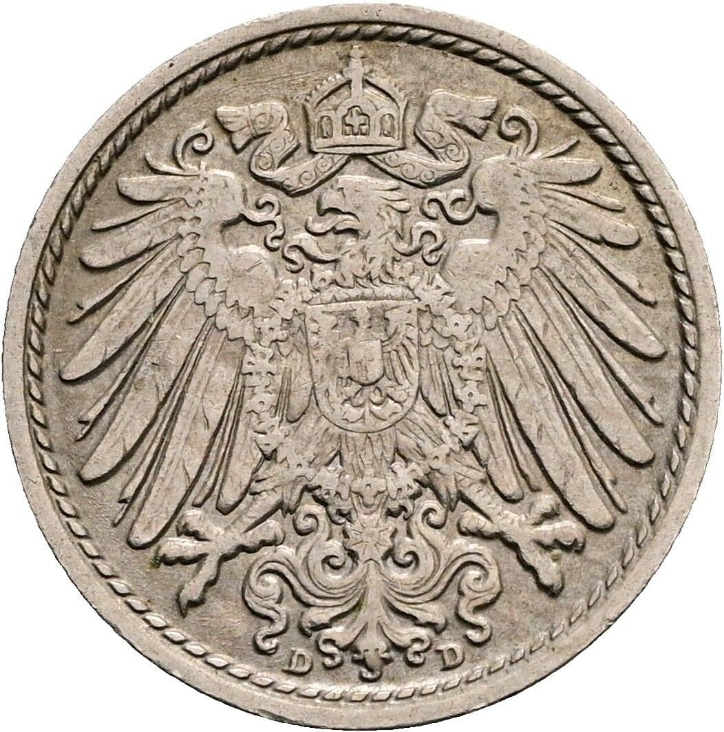 5 Pfennig 1911 D – Rückseite