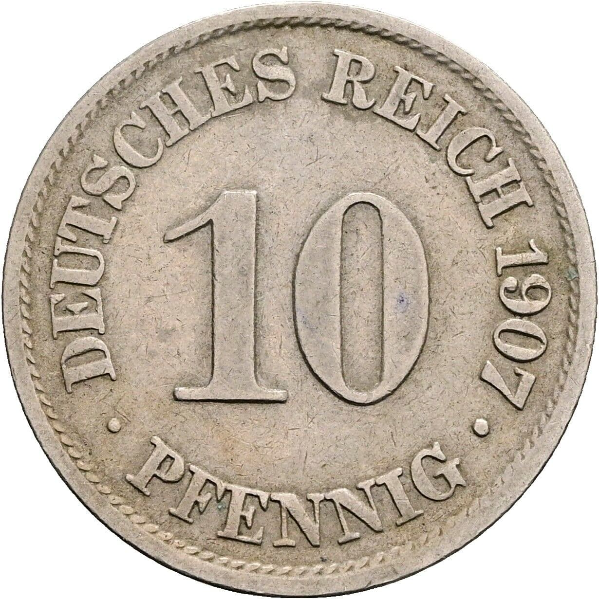 10 Pfennig 1907 A – Vorderseite