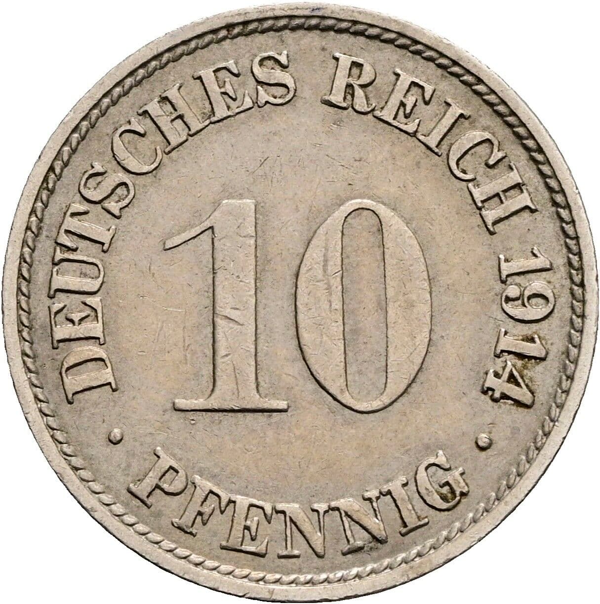 10 Pfennig 1914 F – Vorderseite