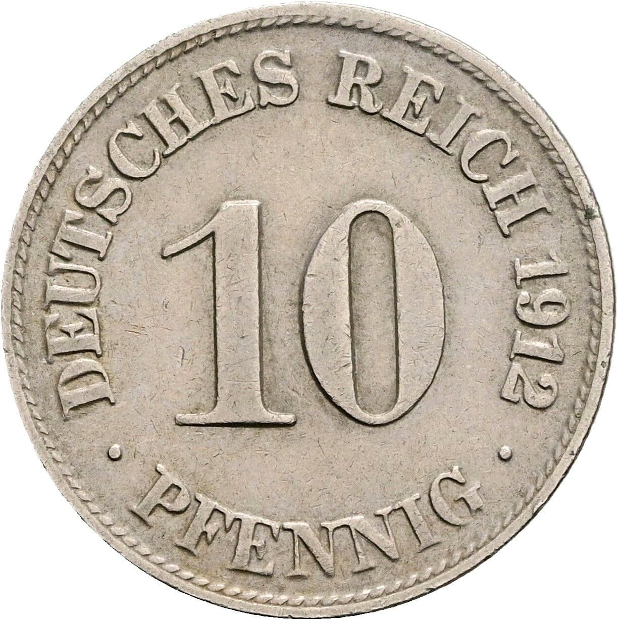 10 Pfennig 1912 D – Vorderseite