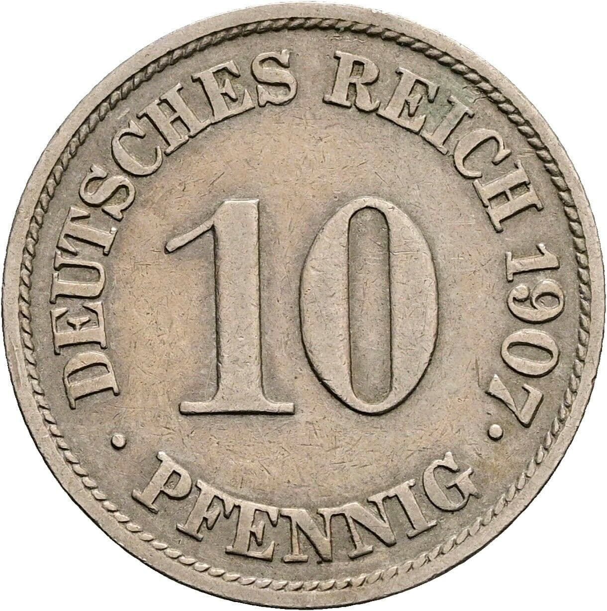 10 Pfennig 1907 J – Vorderseite