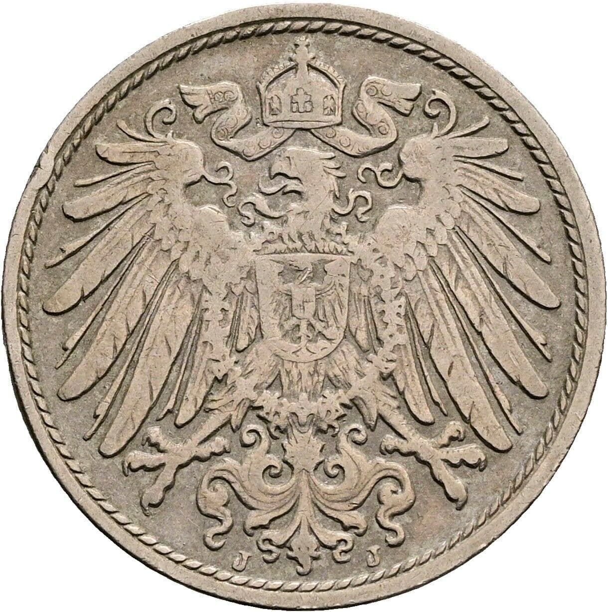 10 Pfennig 1907 J – Rückseite