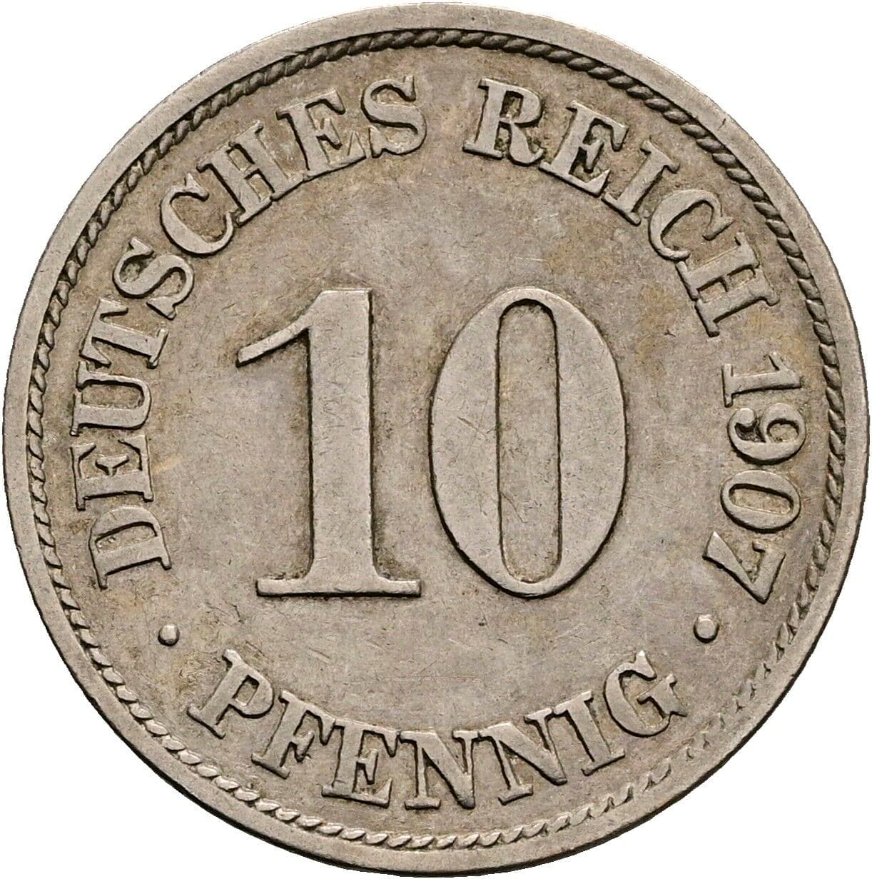 10 Pfennig 1907 A – Vorderseite