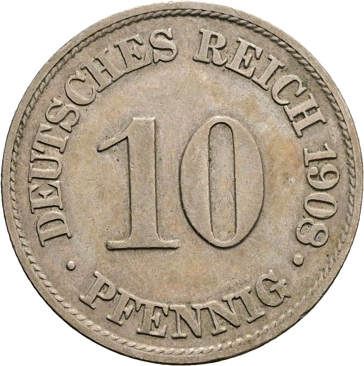 10 Pfennig 1908 A – Vorderseite