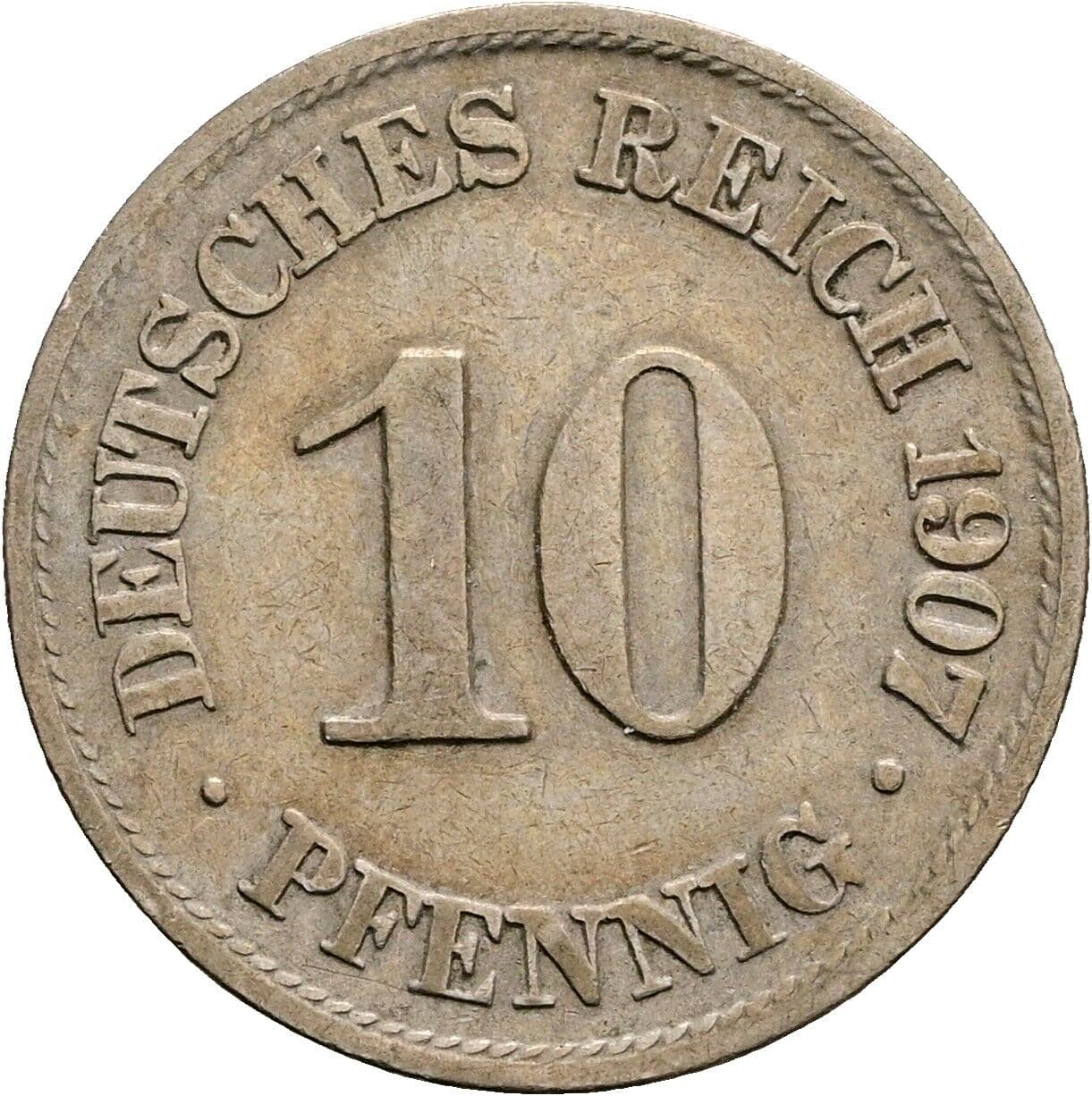 10 Pfennig 1907 A – Vorderseite