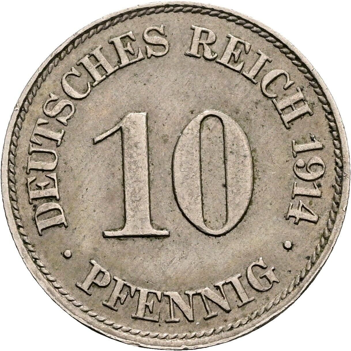 10 Pfennig 1914 J – Vorderseite