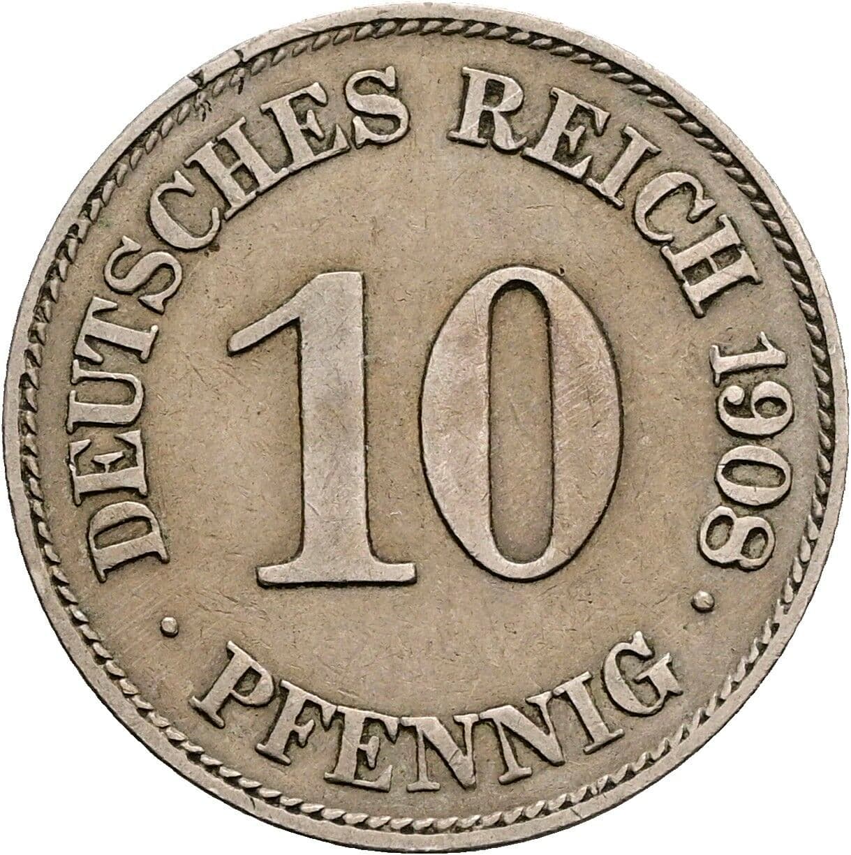 10 Pfennig 1908 E – Vorderseite