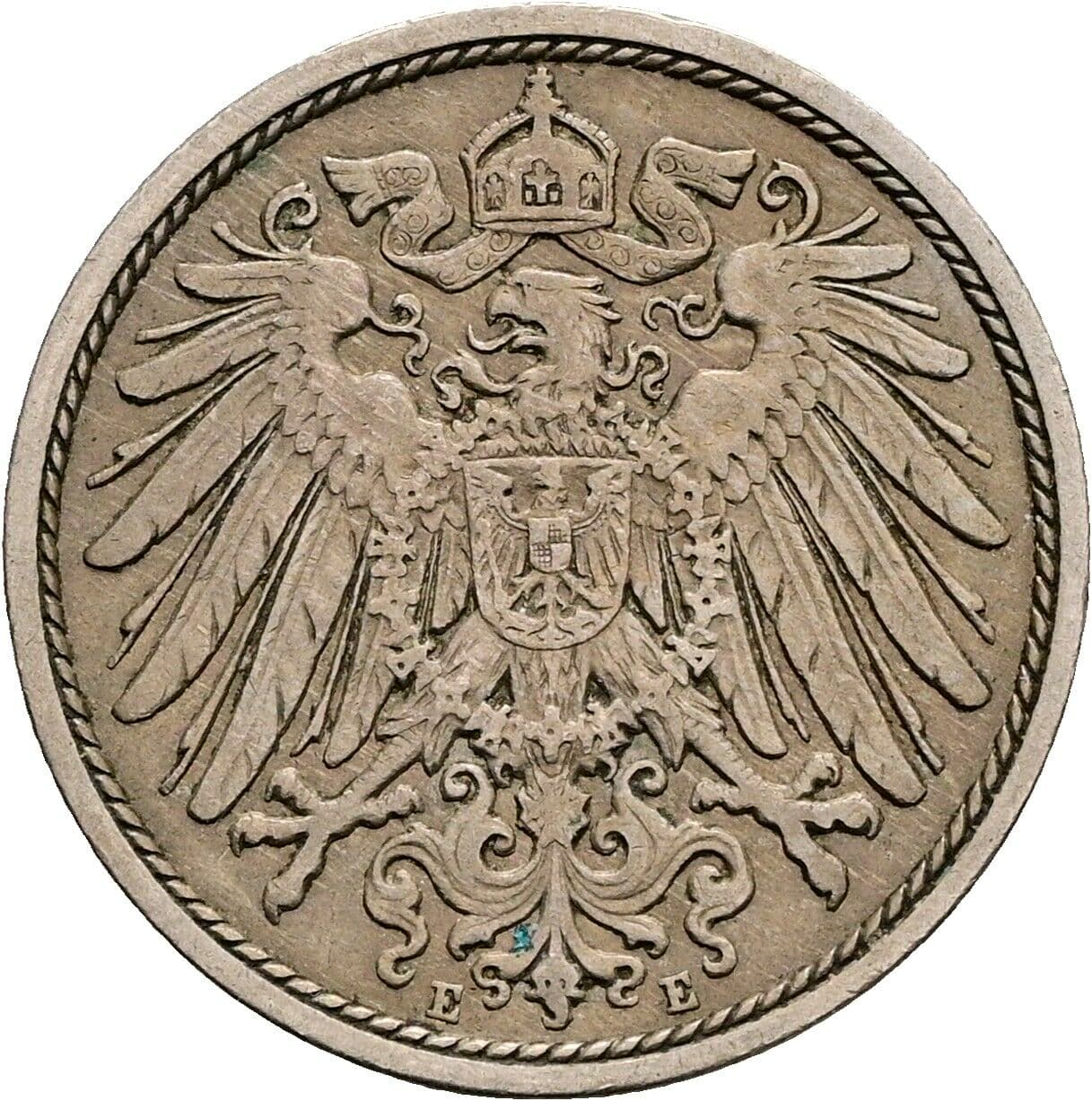 10 Pfennig 1908 E – Rückseite