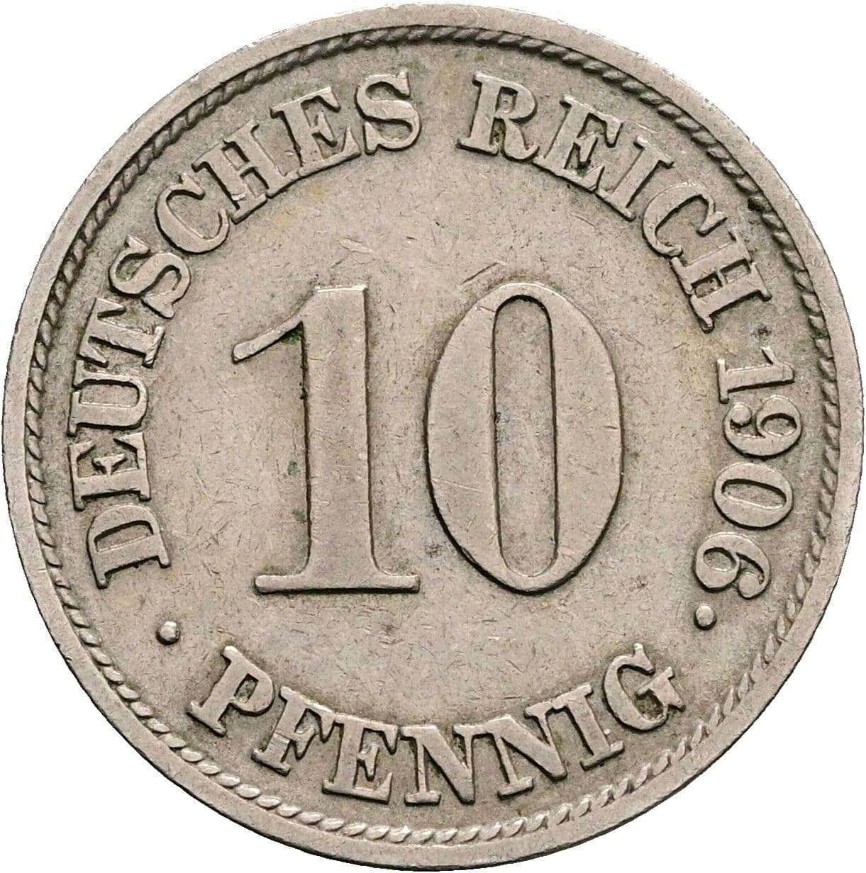 10 Pfennig 1906 J – Vorderseite