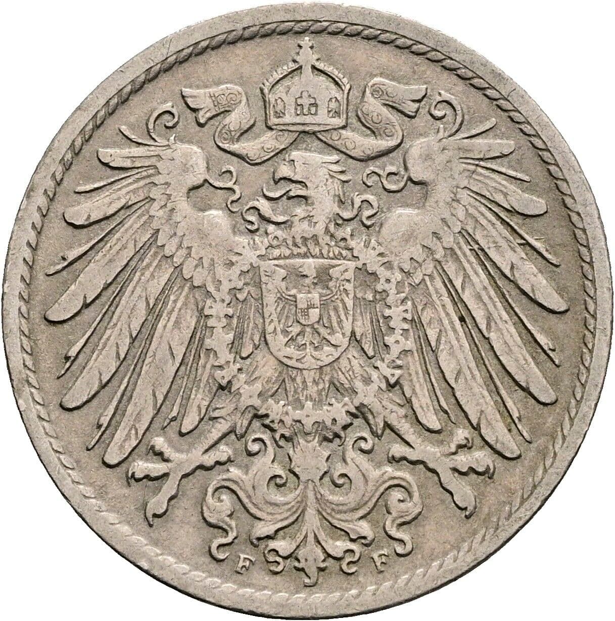 10 Pfennig 1908 F – Rückseite