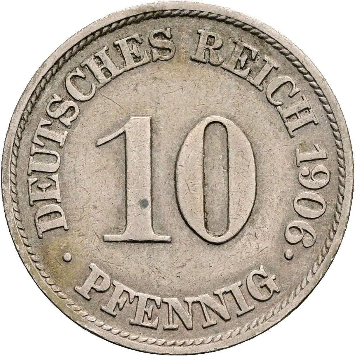 10 Pfennig 1906 J – Vorderseite