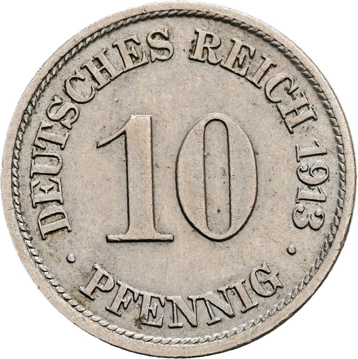 10 Pfennig 1913 J – Vorderseite