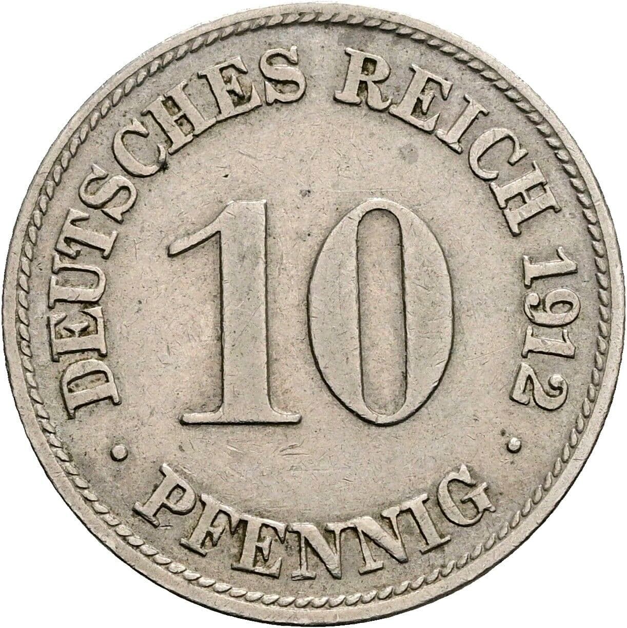 10 Pfennig 1912 D – Vorderseite