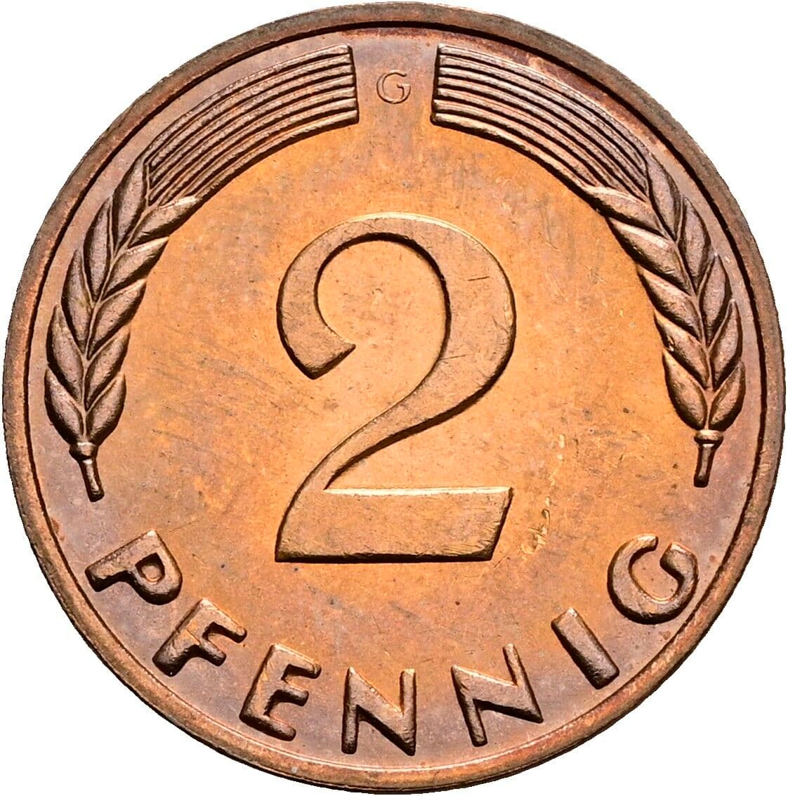 2 Pfennig 1965 G – Vorderseite