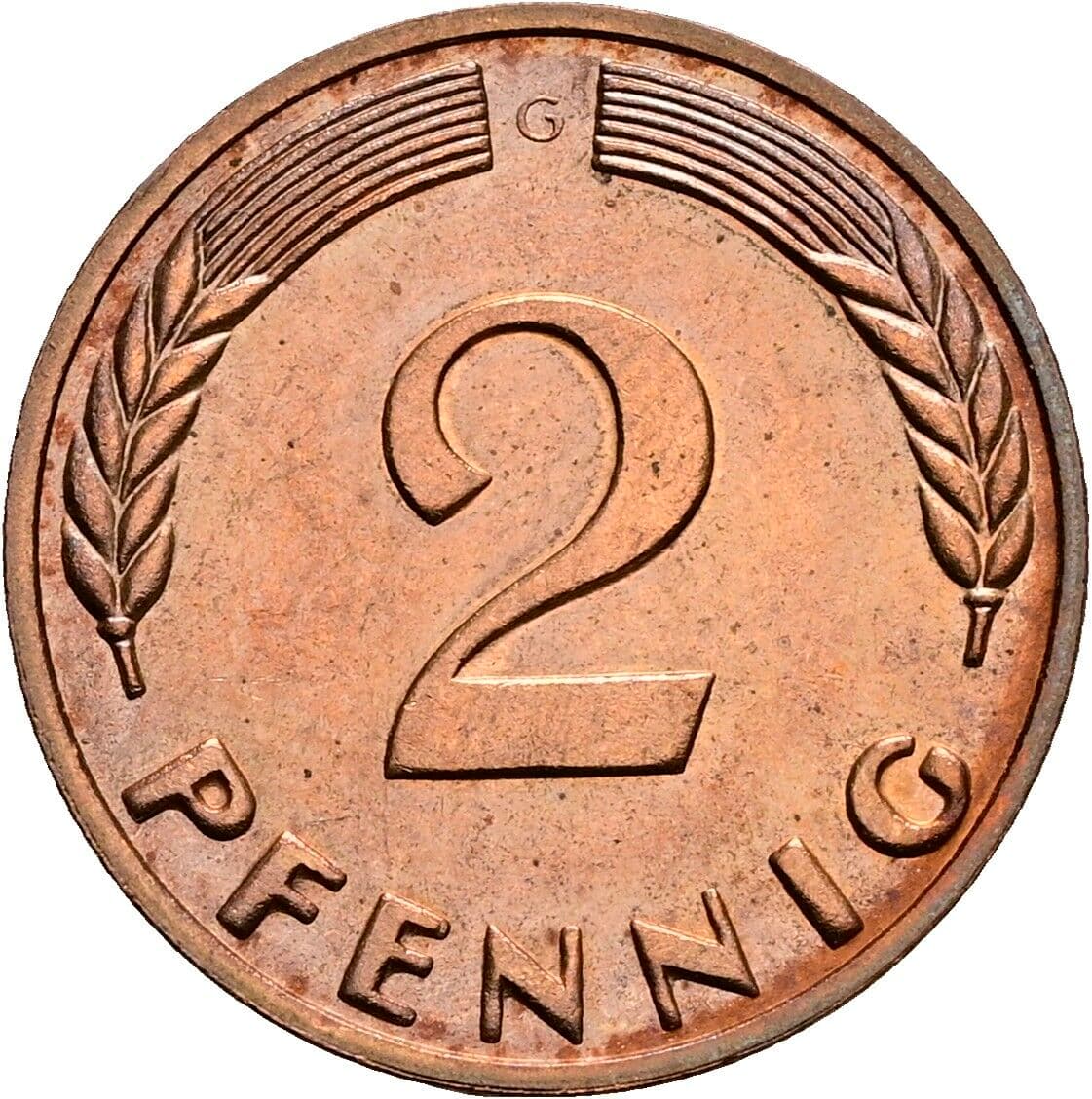 2 Pfennig 1965 G – Vorderseite