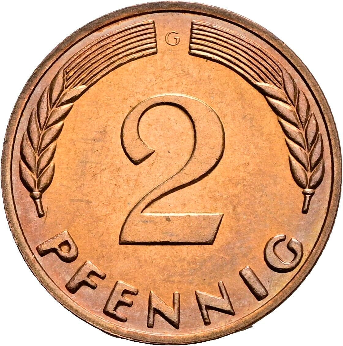 2 Pfennig 1965 G – Vorderseite