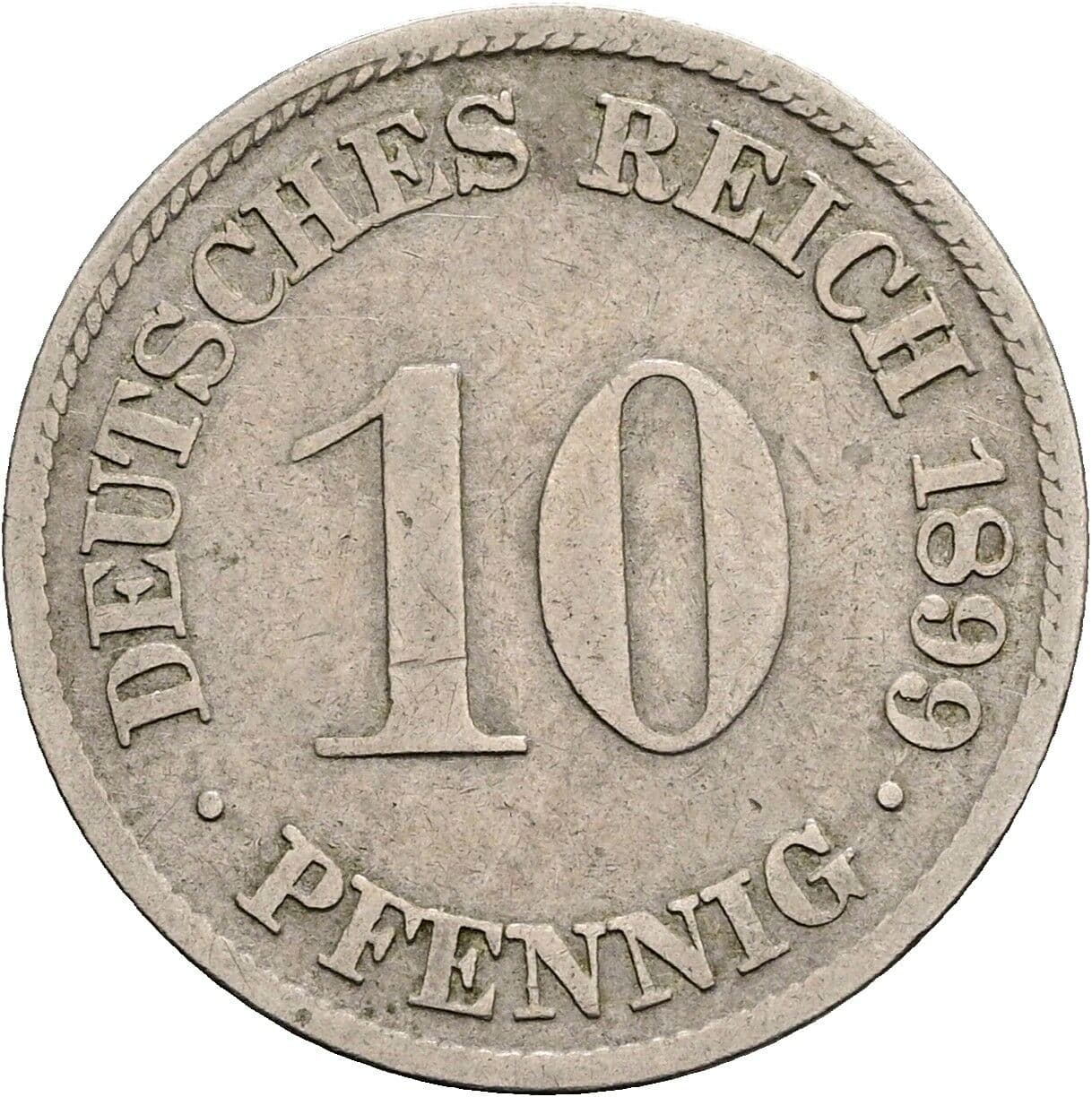 10 Pfennig 1899 F – Vorderseite