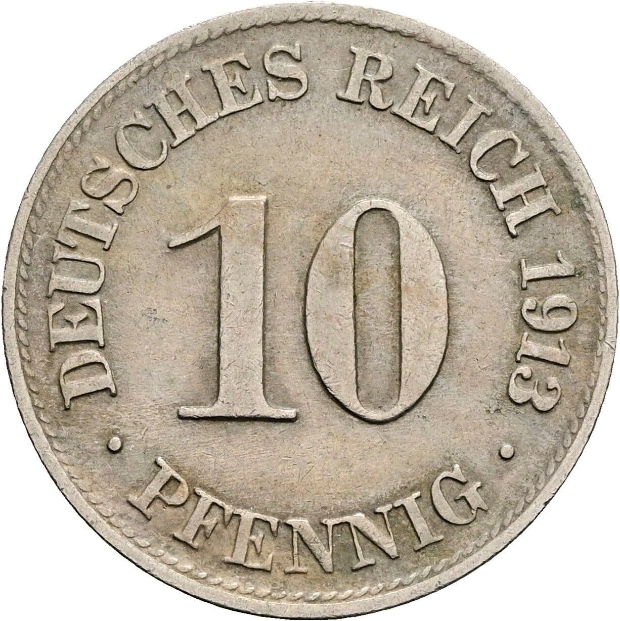 10 Pfennig 1913 D – Vorderseite