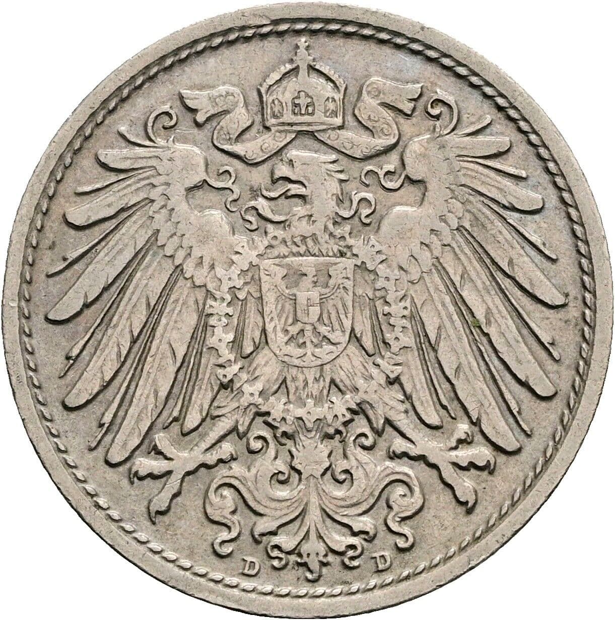 10 Pfennig 1912 D – Rückseite