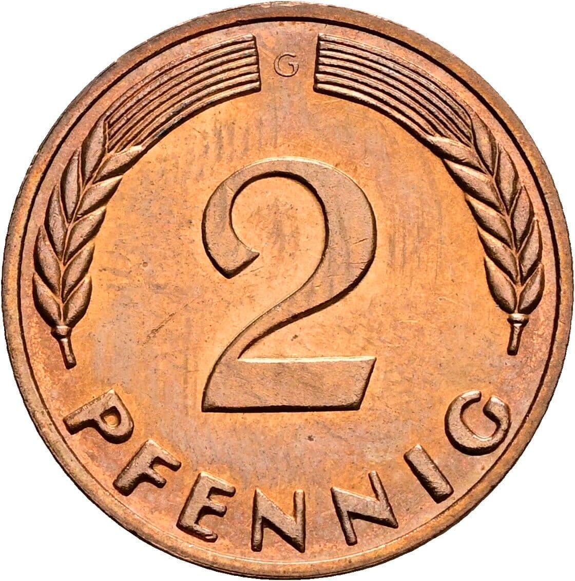 2 Pfennig 1965 G – Vorderseite
